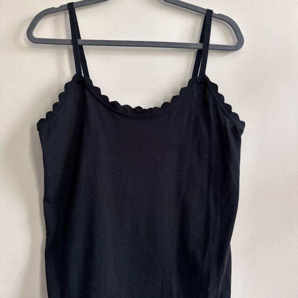 J. Crew NWT Black Scalloped Tank, 100% Cotton